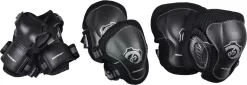 Powerslide Pro Air Man Sort Beskyttelsessæt 3-Pak -Professionel butik med rulleskøjteudstyr powerslide pro air man black skate pads 3 pack ah